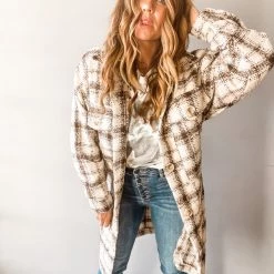 Peach Love California Play It Plaid Coat