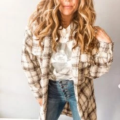 Peach Love California Play It Plaid Coat