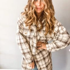 Peach Love California Play It Plaid Coat