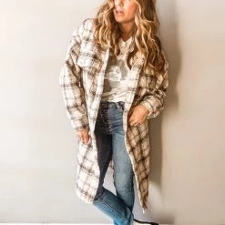 Peach Love California Play It Plaid Coat