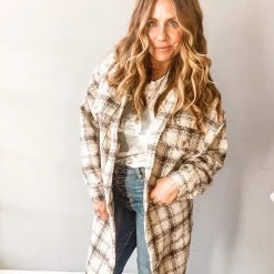 Peach Love California Play It Plaid Coat