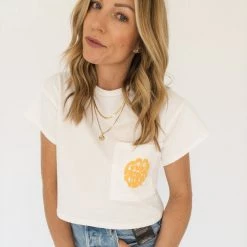 Le Lis Good Vibes Cropped Pocket Tee