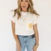 Le Lis Good Vibes Cropped Pocket Tee