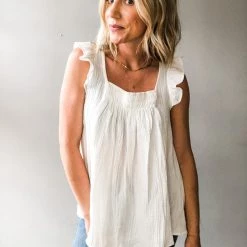 Ces Femme Clothing Say Hello Ruffle Top