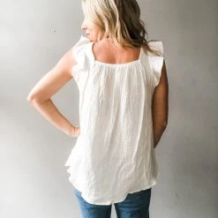 Ces Femme Clothing Say Hello Ruffle Top