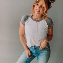 Chaser Brand Chaser Blocked Baseball Crop Clothing