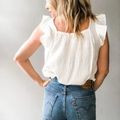 Ces Femme Clothing Say Hello Ruffle Top