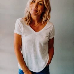 Chaser Brand Chaser Linen Deep V Tee Clothing