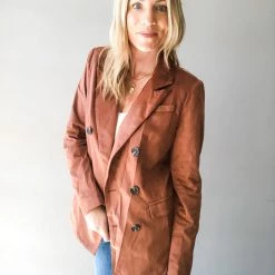 Listicle Double Down Oversized Suede Blazer Clothing
