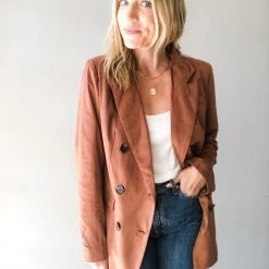Listicle Double Down Oversized Suede Blazer Clothing