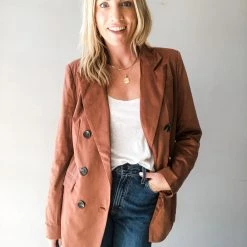 Listicle Double Down Oversized Suede Blazer Clothing