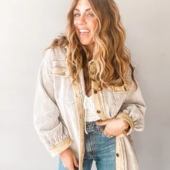 POL Clothing Quarter To Five Cord Jacket