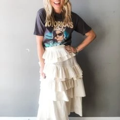 Mable Mind Your Manners Ruffle Midi Skirt