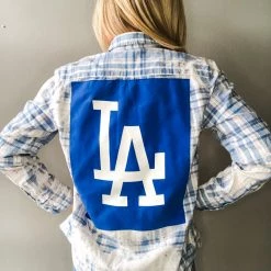 Envy Upcycle Dodgers Vintage Tee Flannel - Blue LA