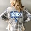 Envy Upcycle Dodgers Vintage Tee Flannel - Dodgers Baseball
