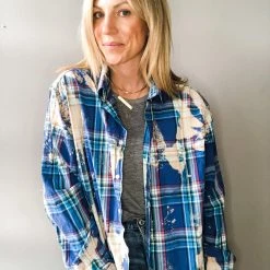 Envy Upcycle LA Dodgers Baseball Vintage Tee Flannel