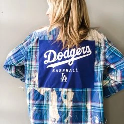 Envy Upcycle LA Dodgers Baseball Vintage Tee Flannel