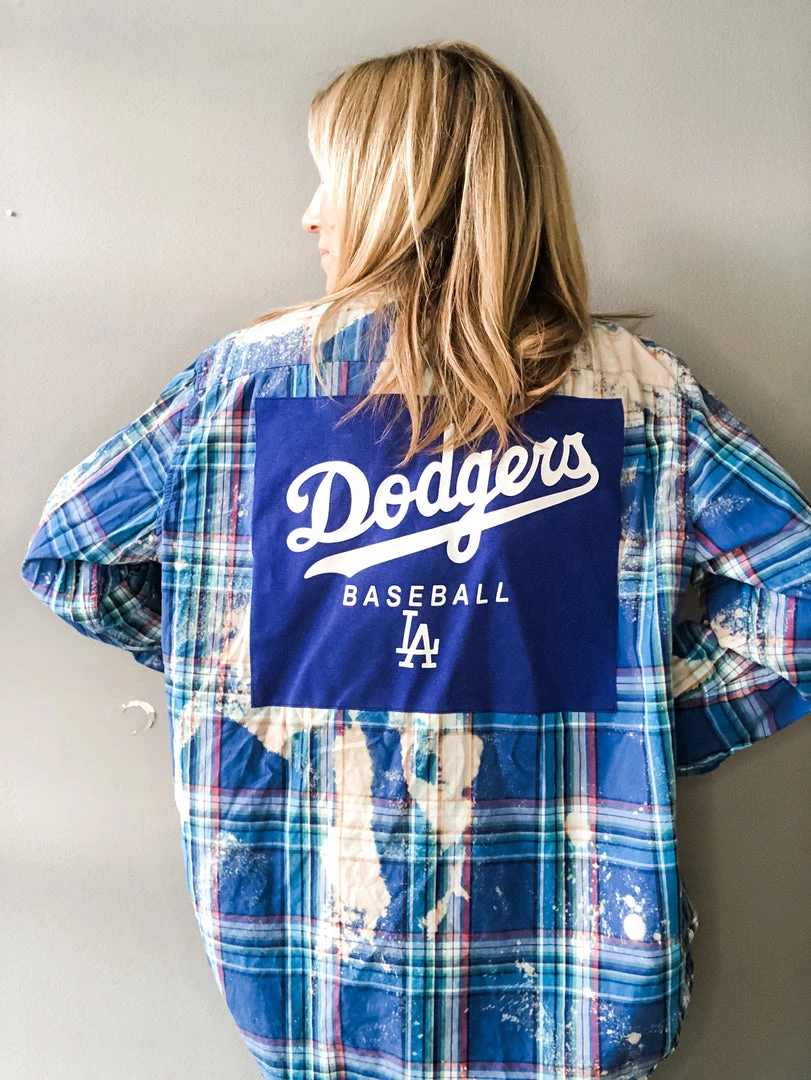 Envy Upcycle LA Dodgers Baseball Vintage Tee Flannel 1 Envy Upcycle LA Dodgers Baseball Vintage Tee Flannel