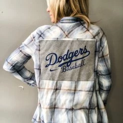 Envy Upcycle Clothing Dodgers Vintage Tee Flannel - Grey