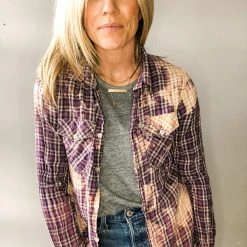 Envy Upcycle Lakers Vintage Tee Flannel - Dark Purple Logo Clothing