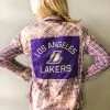 Envy Upcycle Lakers Vintage Tee Flannel - Dark Purple Logo Clothing