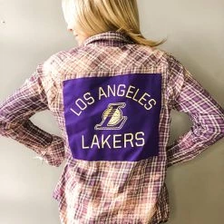 Envy Upcycle Lakers Vintage Tee Flannel - Dark Purple Logo Clothing