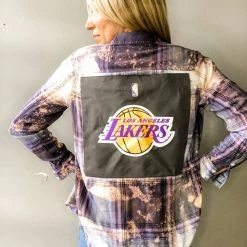 Envy Upcycle Clothing Lakers Vintage Tee Flannel - Purple/Grey
