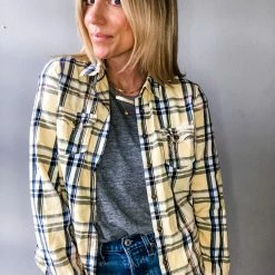 Envy Upcycle Clothing Lakers Vintage Tee Flannel - Yellow Logo