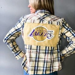 Envy Upcycle Clothing Lakers Vintage Tee Flannel - Yellow Logo