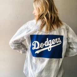 Envy Upcycle Clothing Dodgers Vintage Tee Long Sleeve - Blue