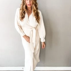 Mable Sasha Knit Sweater Wrap Midi Dress