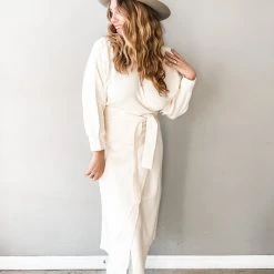 Mable Sasha Knit Sweater Wrap Midi Dress