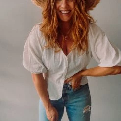 Lush Clothing Blanco Button Up Blouse