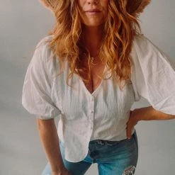 Lush Clothing Blanco Button Up Blouse