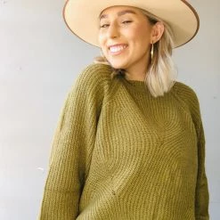 In Loom Clothing Add An Olive Knit Sweater