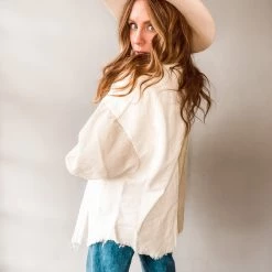 POL Clothing Chai Colorblock Corduroy Shacket