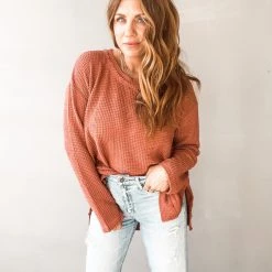 Wishlist Janette Waffle Knit Long Sleeve Clothing