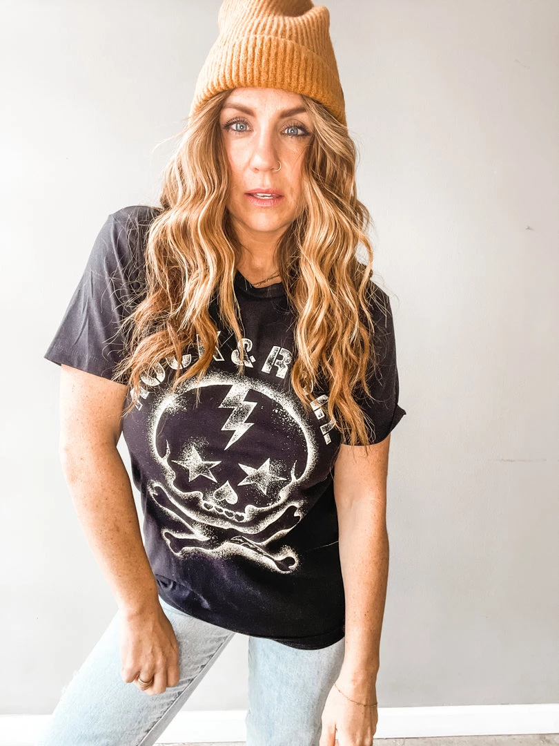 Lotus Fashion Rock N' Roll Skull Graphic Tee Clothing 3 Lotus Fashion Rock N' Roll Skull Graphic Tee Clothing