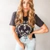 Lotus Fashion Rock N' Roll Skull Graphic Tee Clothing