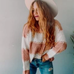 Trend Notes Creamsicle Color Block Sweater