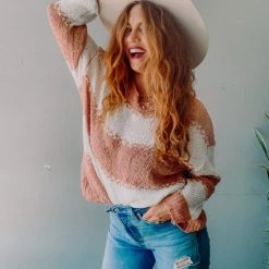 Trend Notes Creamsicle Color Block Sweater