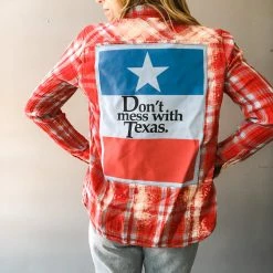 Envy Upcycle Don't Mess With Texas Vintage Tee Flannel Clothing