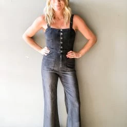 Chaser Brand Clothing Button Down Wide Leg Jumpsuit