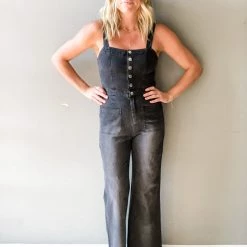 Chaser Brand Clothing Button Down Wide Leg Jumpsuit