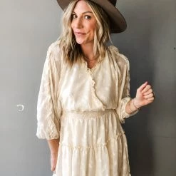 Peach Love California Clothing Leaf It Be Bell Sleeve Dress