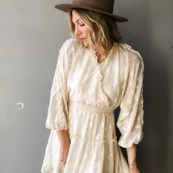 Peach Love California Clothing Leaf It Be Bell Sleeve Dress