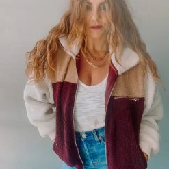 Lush Clothing Colorblock Zip Up Jacket