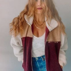 Lush Clothing Colorblock Zip Up Jacket