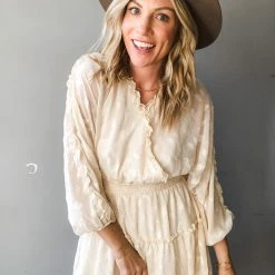 Peach Love California Clothing Leaf It Be Bell Sleeve Dress