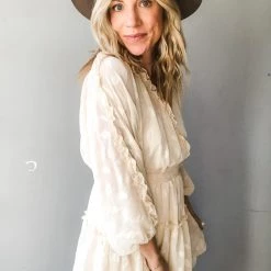 Peach Love California Clothing Leaf It Be Bell Sleeve Dress